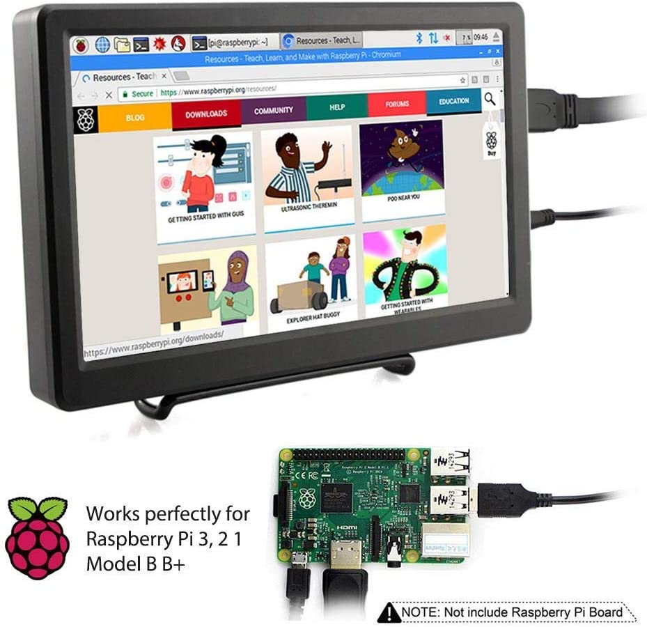 ELECROW Raspberry Pi Display 10,1" Portable Monitor 1920X1080p HDMI VGA Monitor IPS Screen Mini Monitor Kompatibel Raspberry Pi Windows 7/8/10 Spielkonsolen